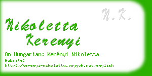 nikoletta kerenyi business card