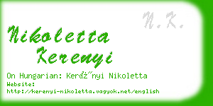 nikoletta kerenyi business card